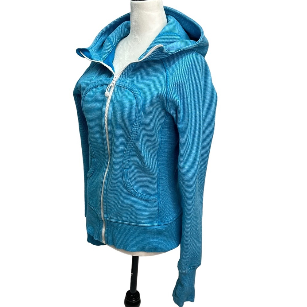 LULULEMON Blue Micro Stripe Scuba Hoodie Size 6 - Picture 4 of 9